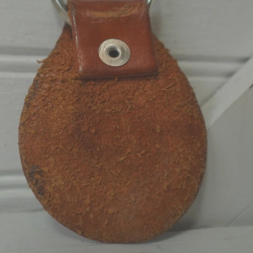 Vintage Leather Keychain Letter A Tooled Stamped Initial Bag Charm Boho Unisex